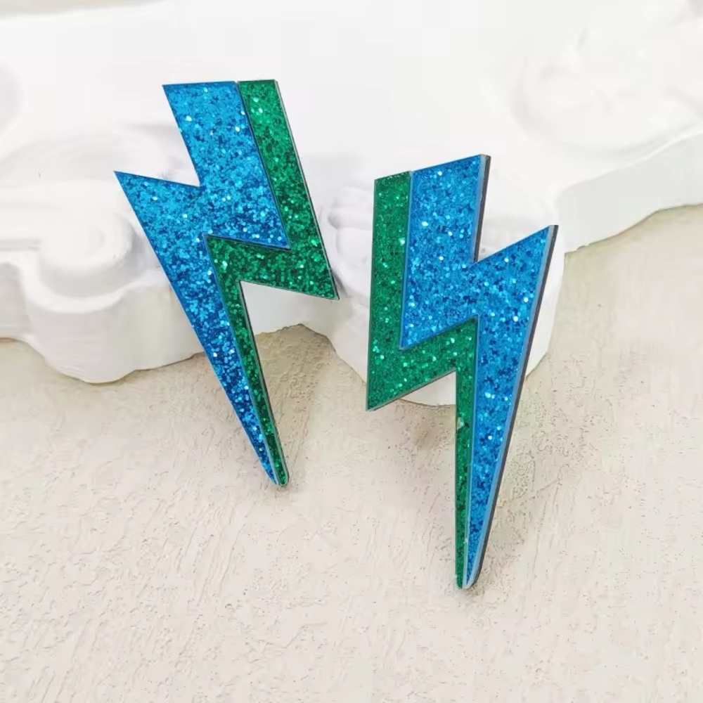 ⚡️Glitter Lightning Bolt Blue & Green⚡️